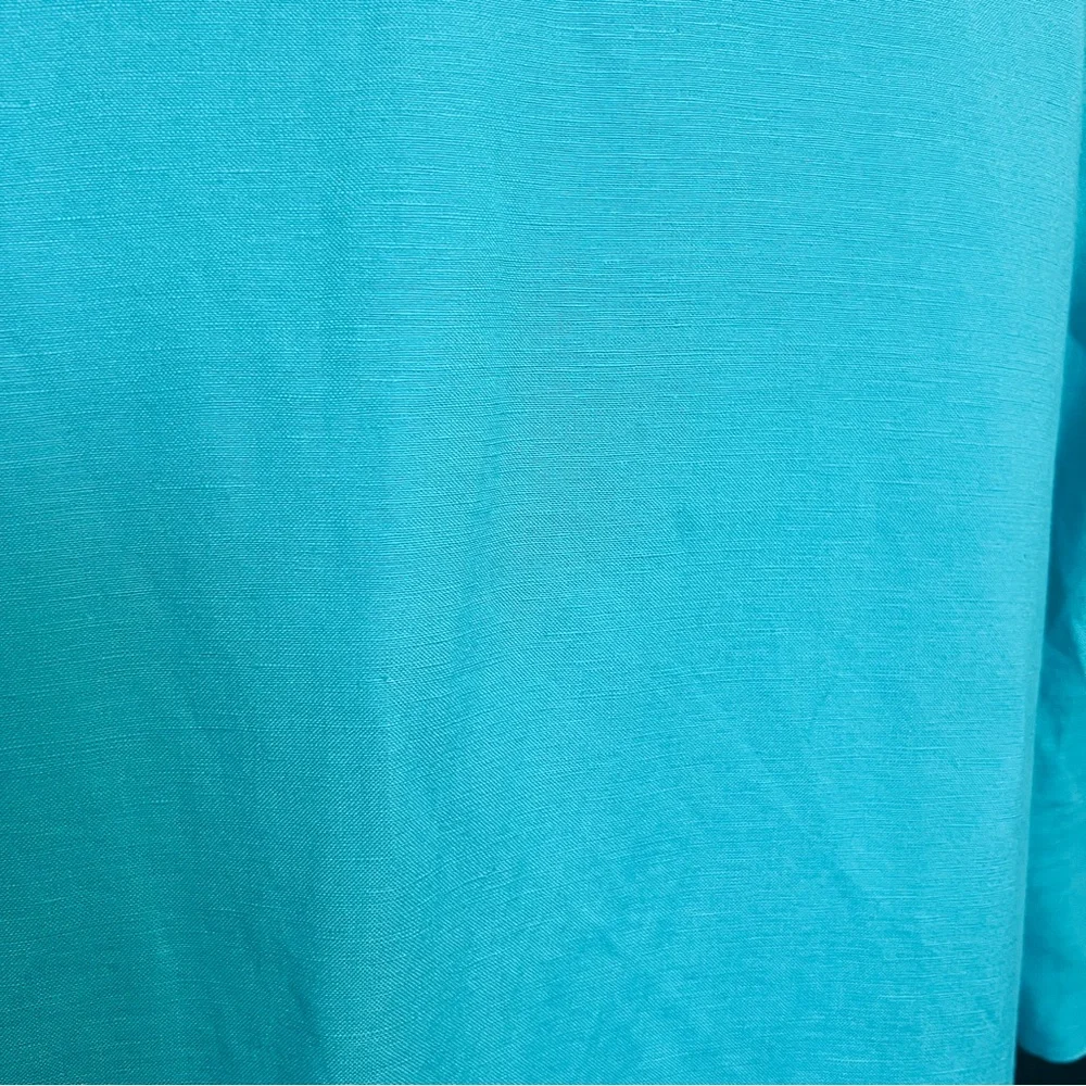 VTG Bob Mackie Wearable Art Jacket Turquoise SZ L Linen Blend Floral Retro - Picture 7 of 9
